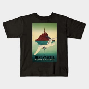 Retro poster - travel - vintage - Mont St Michel Kids T-Shirt